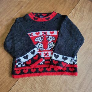 💚Young Classics Size 4 Kids Sweater Dalmatians Love
